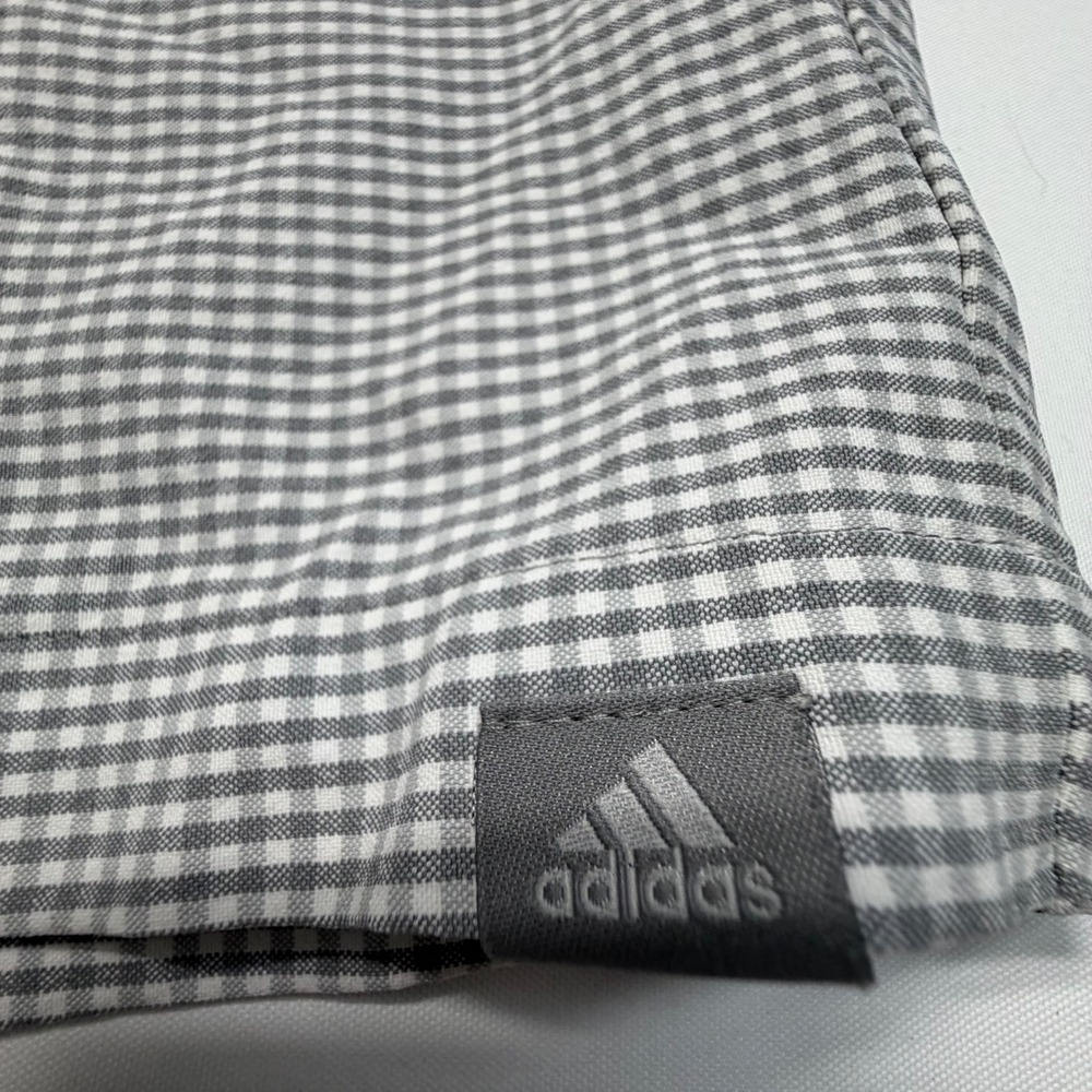 Adidas Golf Shorts Mens 32 Gray Gingham Stretch Performance‎ 10" Inseam